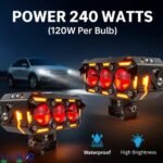 LIU HJG Future Eye 3 With Harness | 120W Dual Beam | Amber DRL & Red Devil Eye for all Bikes/Cars - Image 4