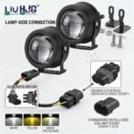 LIU HJG 3-Inch Projector H-J162 | Tri-Color LED Projector Fog Lamp | Powerful 86 Watt output | High/Low Beam | White/Yellow/Warm white - Image 2