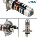LIU HJG 40 LED H4 Headlight bulb | Red & Blue with Red Devil for all Cars/Bikes - Image 3