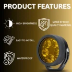 LIU HJG 90 Watt Fog Lights with Yellow Cap 5 LED | for Bike/Car | Heavy Duty | Super Bright - Image 3