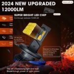 LIU HJG 120 Watt H4 LED Headlight Bulb | Low/High Beam with Turbo Cooling Fan (Set of 2) - Image 3