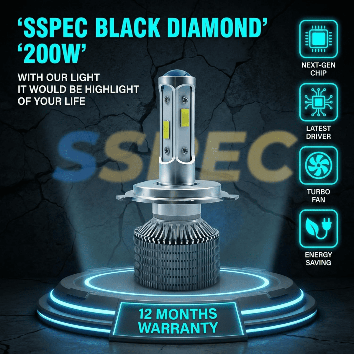 Sspec 200 Watt H4 Headlight Led Bulb