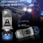 LIU HJG Y6 H4 LED Projector Headlight Bulb – 55W High/Low Beam White/White with Turbo Cooling Fan (6000K White) - Image 5