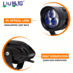 LIU HJG 3-Lens Projector Fog Light 120W with Red Devil Eye | Dual Beam White/Yellow Auxiliary Driving Light for Motorcycles & Cars