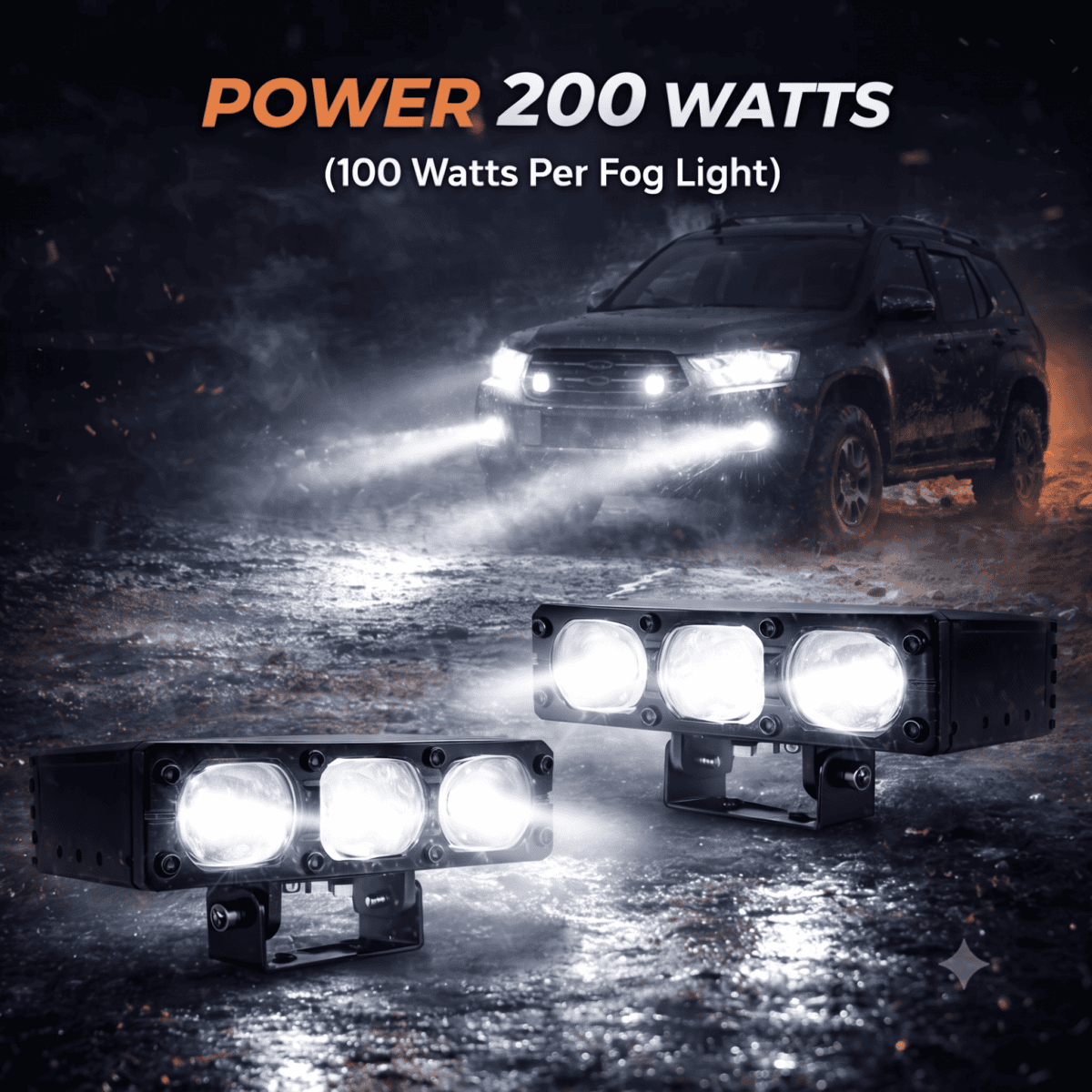 Liu Hjg 3 Lens Led Fog Light H-S103 | Hjg Ultra Bright Fog Light | 100W Each (200W) White/White/Red Devil Eye | Universal Fitment (Pack Of 2) - Image 6