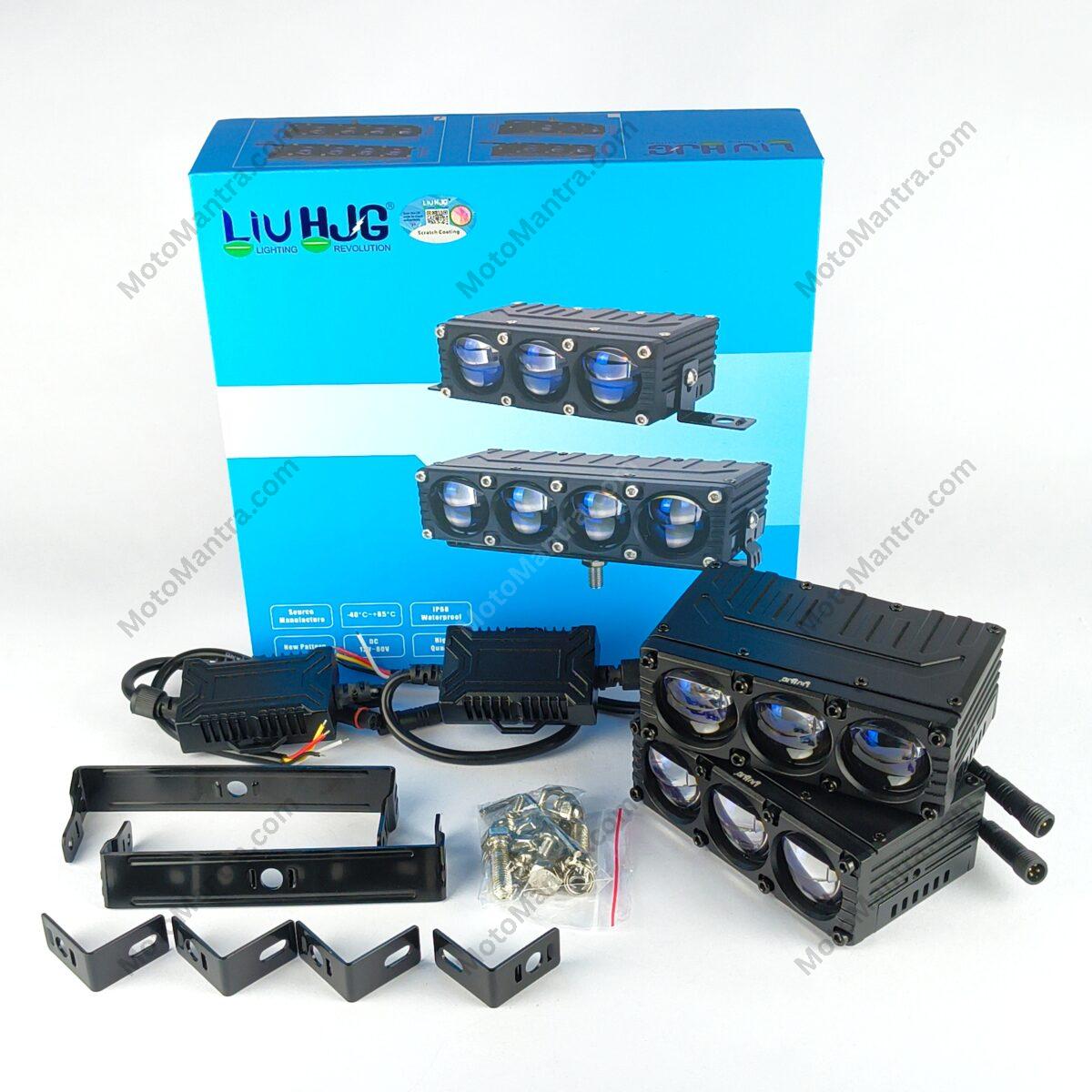 Liu Hjg Blaze 3 Lens Grill Lights For Car/Bike | 240 Watt | Low/High Beam | Red Devil Drl - Image 2