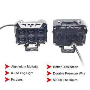 Hjg 120W 6-Led Yellow/White Fog Light With 2 Colour Mode Versatile Spot Driving Lamps For Cars, Trucks, Bikes, And Motorcycles (Set Of 2) Hjg 120W 6-Led Yellow/White Fog Light With 2 Colour Mode Versatile Spot Driving Lamps For Cars, Trucks, Bikes, And Motorcycles (Set Of 2)