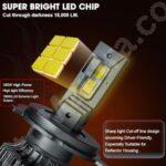 LIU HJG H4 LED Headlight Bulb: 180W, 18000LM, 6500K Super Bright White Light for Cars - Image 2