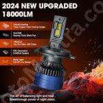 LIU HJG H4 LED Headlight Bulb: 180W, 18000LM, 6500K Super Bright White Light for Cars - Image 3