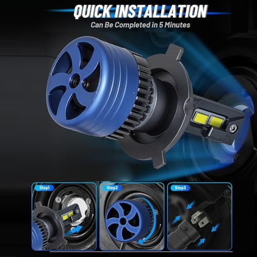 Oto2Eye Power By Liu Hjg H4 Type Led Headlight Bulb Fog Light 180 Watt With 1-Year Replacement Warranty - For Cars 18000 Lm 6500K (90 Watt Each Bulb) Super Bright White Light,... Liu Hjg H4 Led Headlight Bulb: 180W, 18000Lm, 6500K Super Bright White Light For Cars - Image 4